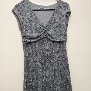 Athleta Dhara Paisley Double Layer Burnout Dress M Gray and Black  - EUC